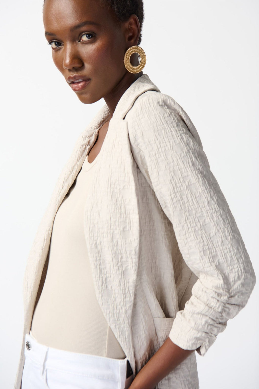 Joseph Ribkoff 242034 MoonStone Woven Jacquard Boxy Blazer Jacket - Dotique