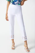 Joseph Ribkoff 242131 White Millennium Cropped Pull-On Trousers - Dotique