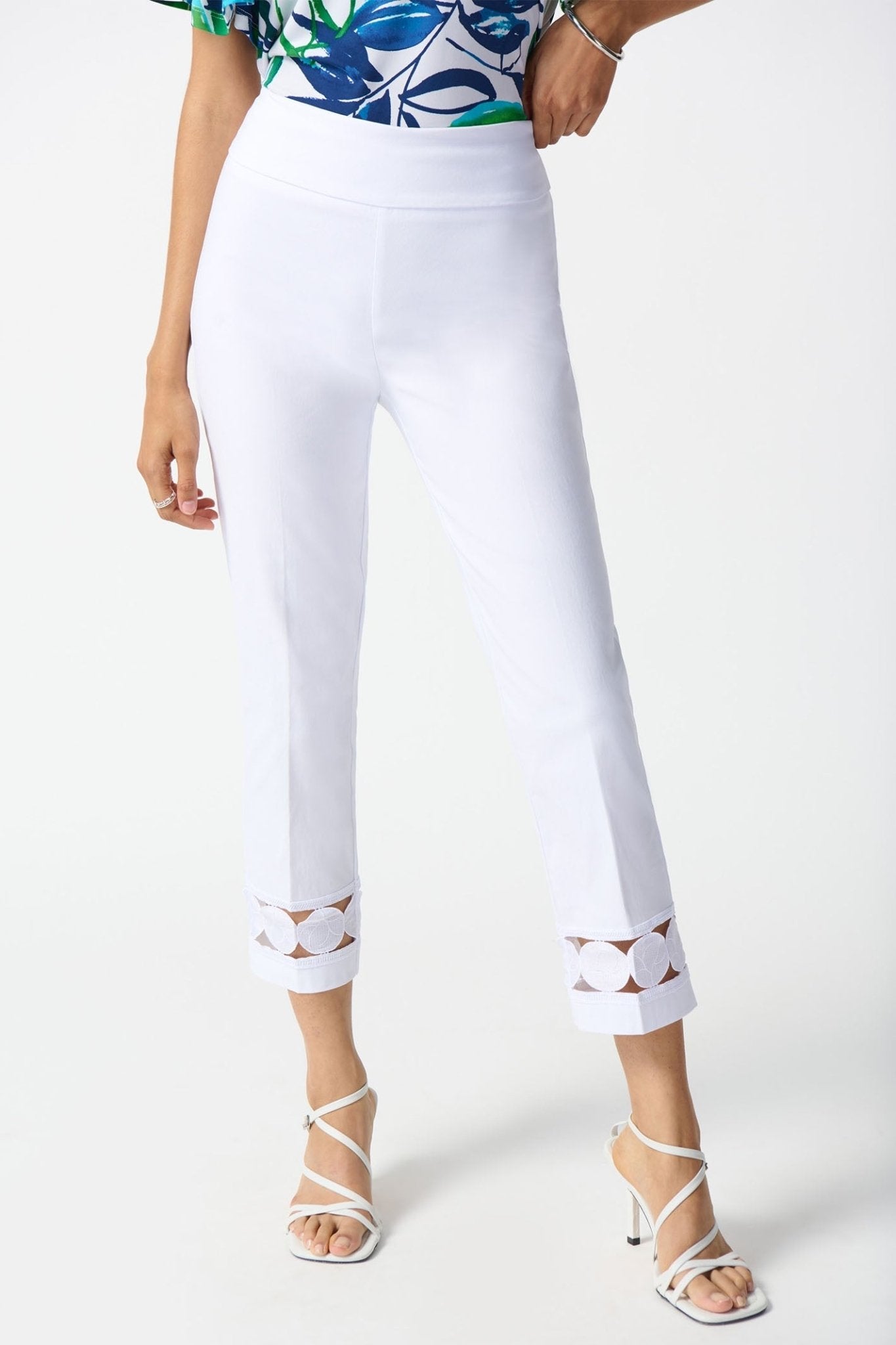 Joseph Ribkoff 242131 White Millennium Cropped Pull-On Trousers - Dotique
