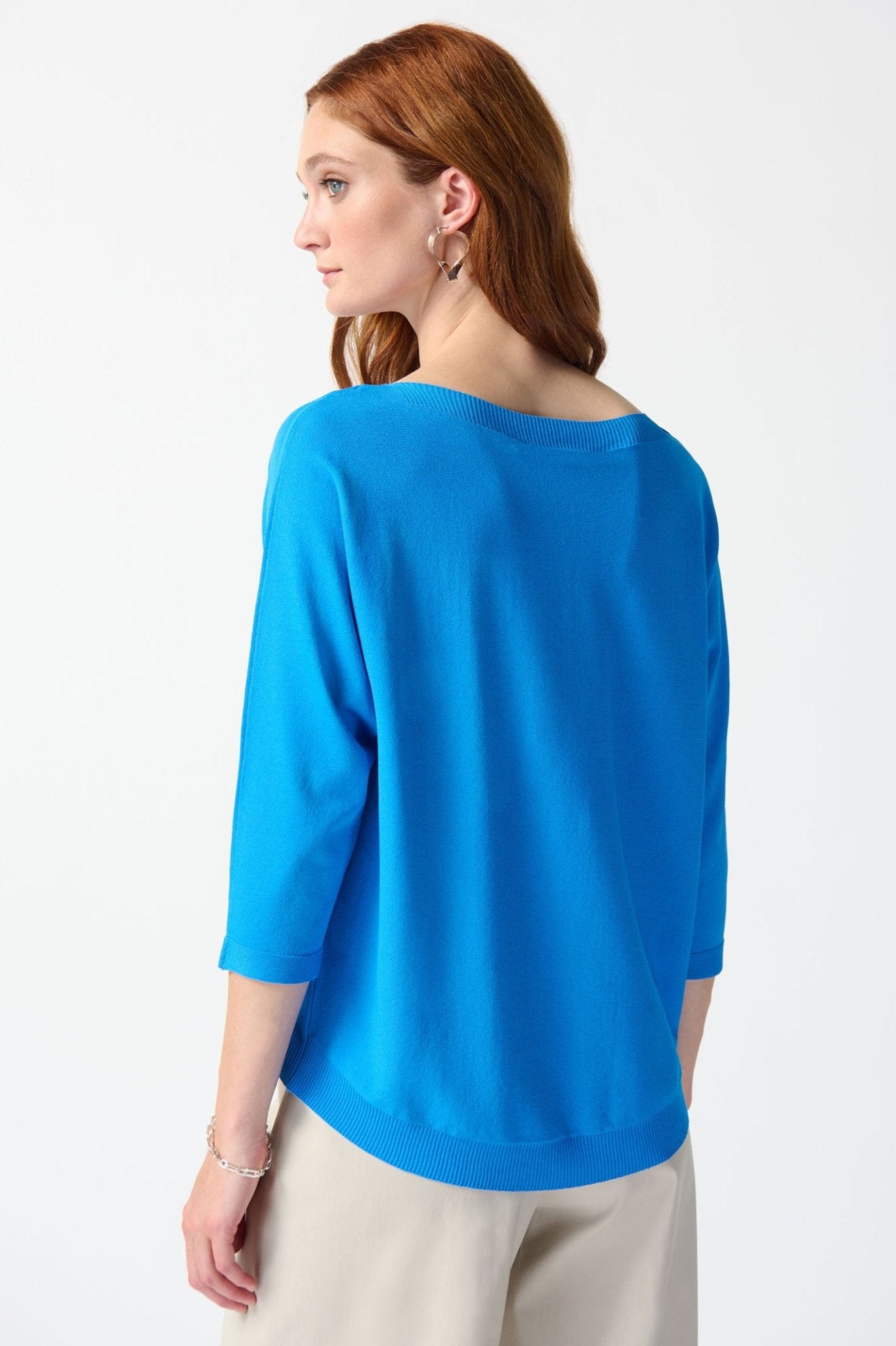 Joseph Ribkoff 242905 French Blue Wide Neck Soft Knit Jumper - Dotique