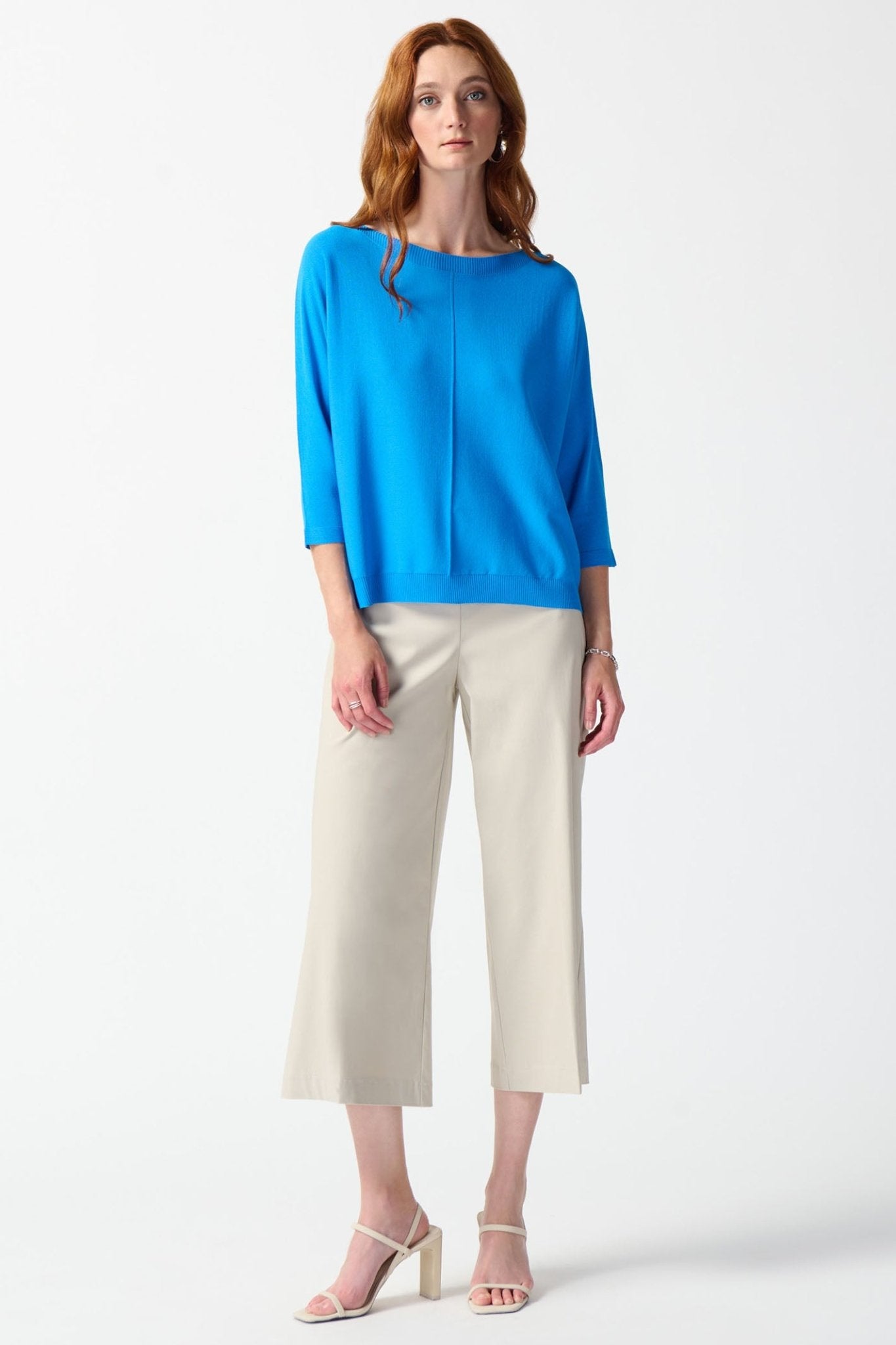 Joseph Ribkoff 242905 French Blue Wide Neck Soft Knit Jumper - Dotique