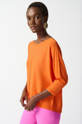 Joseph Ribkoff 242905 Mandarin Orange Wide Neck Soft Knit Jumper - Dotique