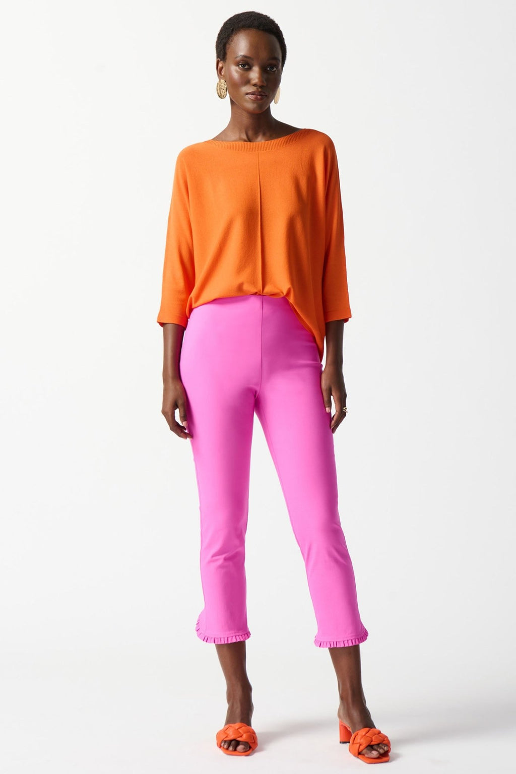 Joseph Ribkoff 242905 Mandarin Orange Wide Neck Soft Knit Jumper - Dotique