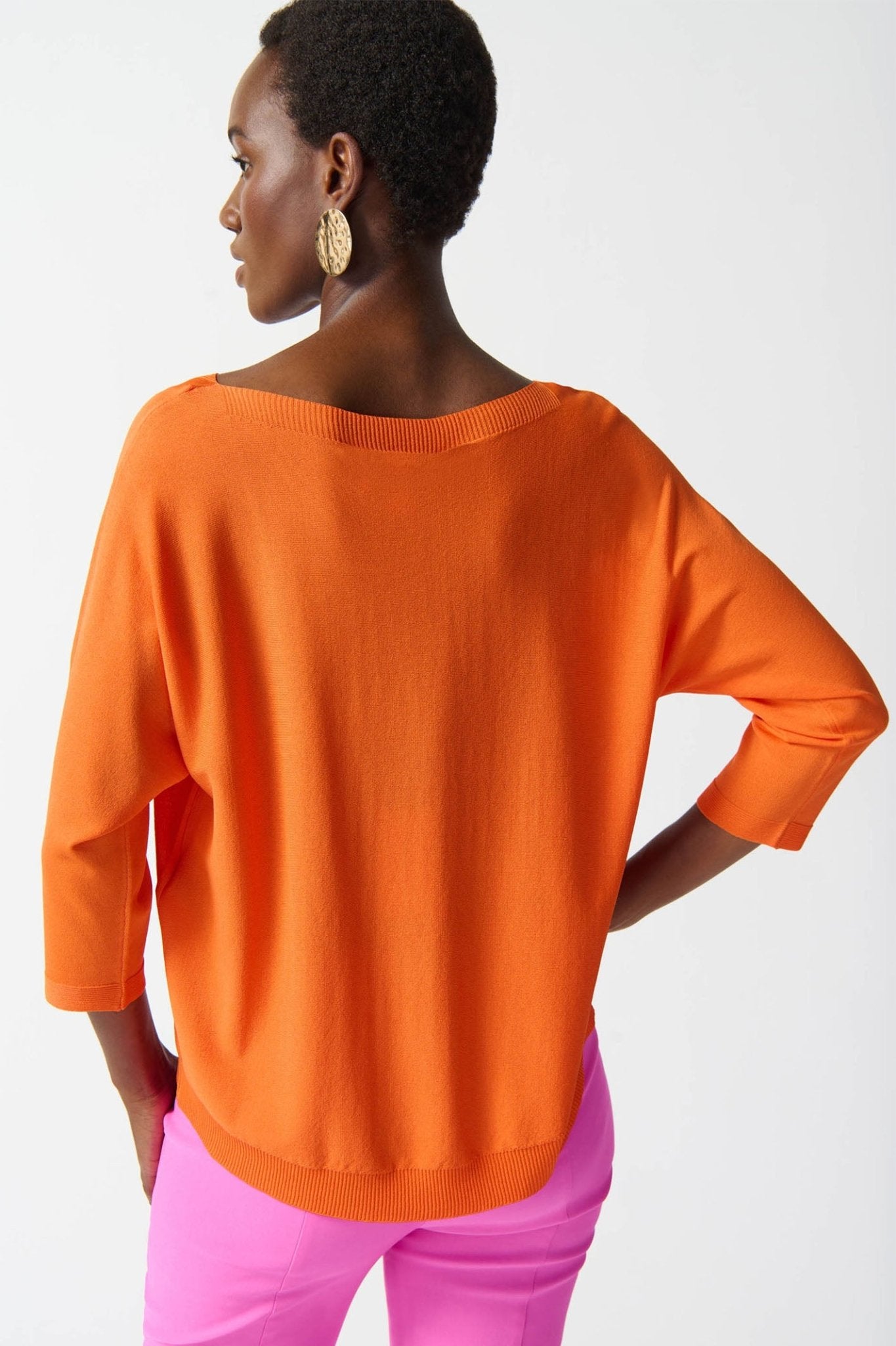Joseph Ribkoff 242905 Mandarin Orange Wide Neck Soft Knit Jumper - Dotique