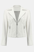 Joseph Ribkoff 242908 Vanilla Fitted Zip Front Stud Jacket - Dotique