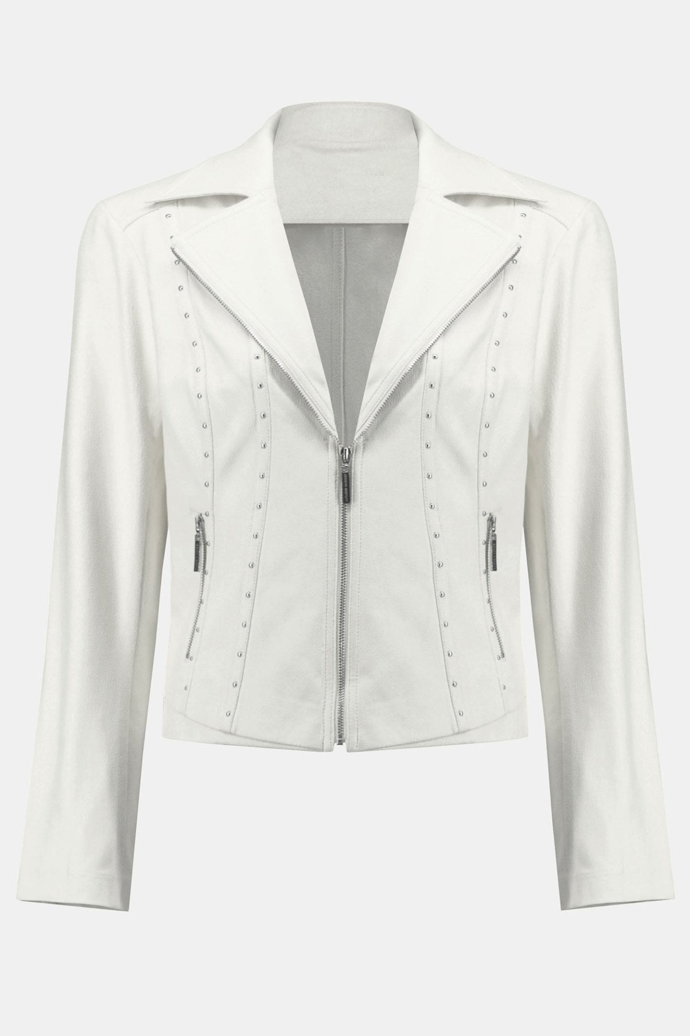 Joseph Ribkoff 242908 Vanilla Fitted Zip Front Stud Jacket - Dotique