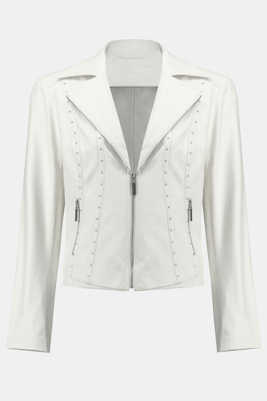 Joseph Ribkoff 242908 Vanilla Fitted Zip Front Stud Jacket - Dotique