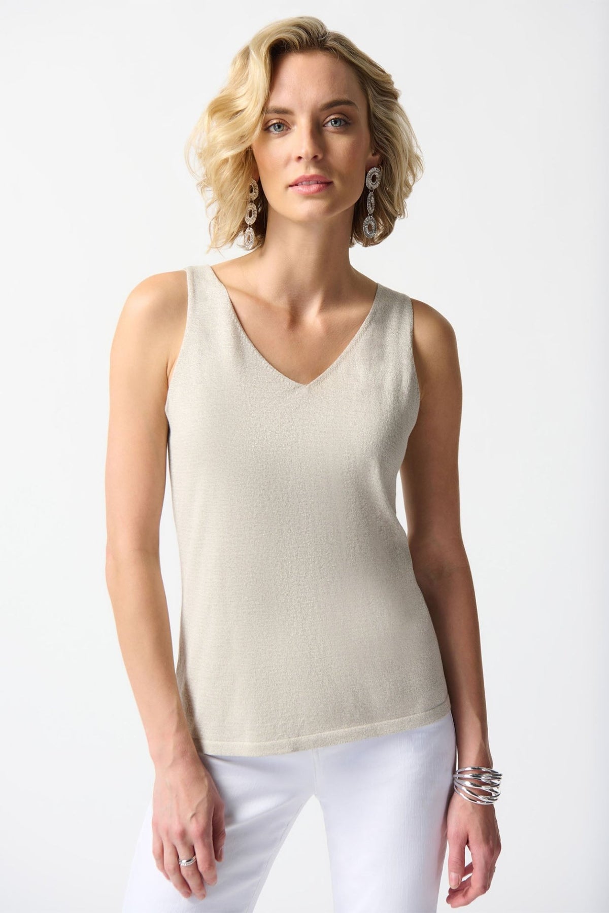 Joseph Ribkoff 242927 Sand Lurex Two-Piece Knit Cover-Up Set - Dotique