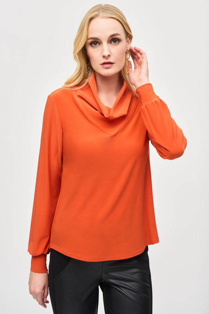 Joseph Ribkoff 243063 Lava (4269) Jersey Straight Cowl Collar Top - Dotique