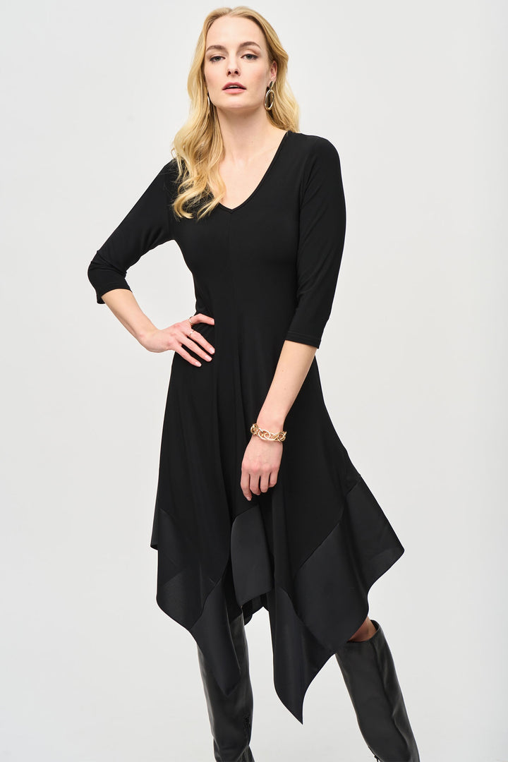 Joseph Ribkoff 243092 Black (11) Jersey Handkerchief Dress - Dotique