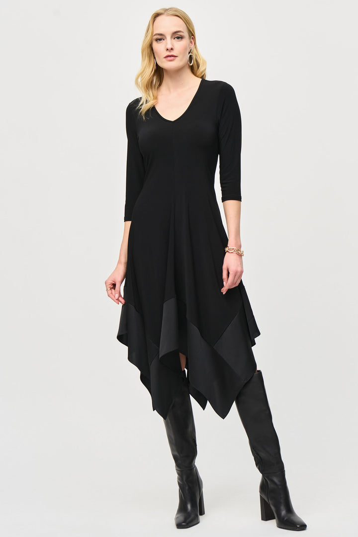 Joseph Ribkoff 243092 Black (11) Jersey Handkerchief Dress - Dotique