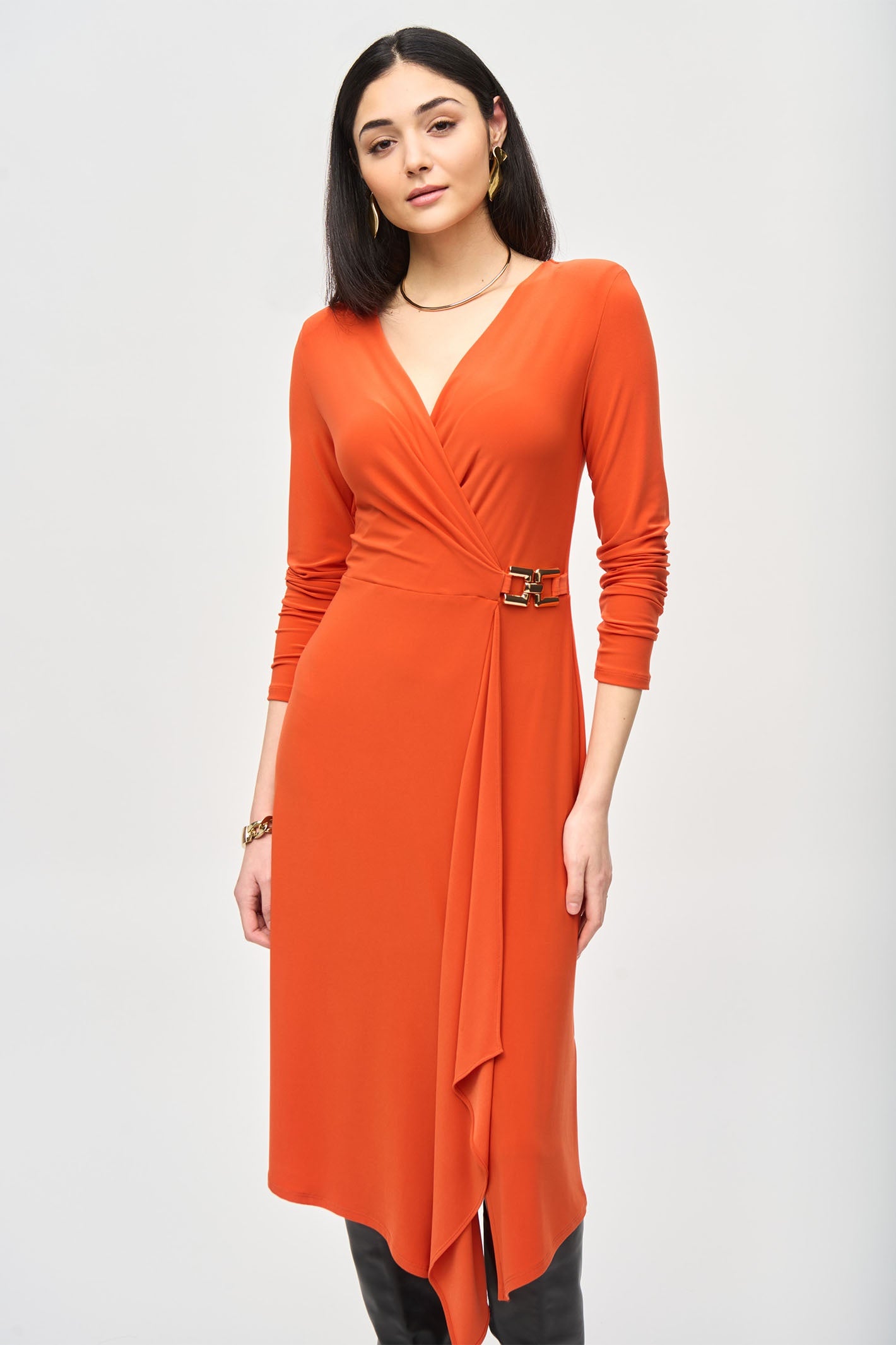 Orange wrap dress online