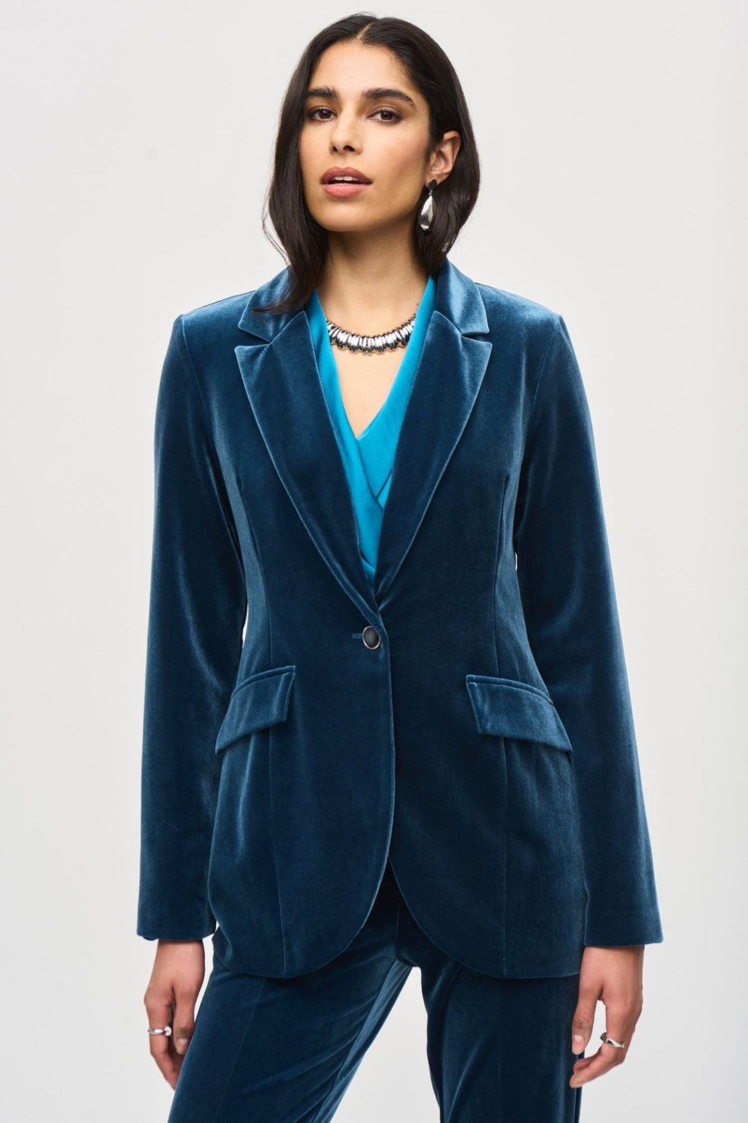 Joseph Ribkoff 243286 Nightfall Blue Velvet Blazer Jacket - Dotique - Joseph Ribkoff
