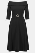 Joseph Ribkoff 243743 Black (11) Scuba Crepe Fit And Flare Dress - Dotique - Joseph Ribkoff