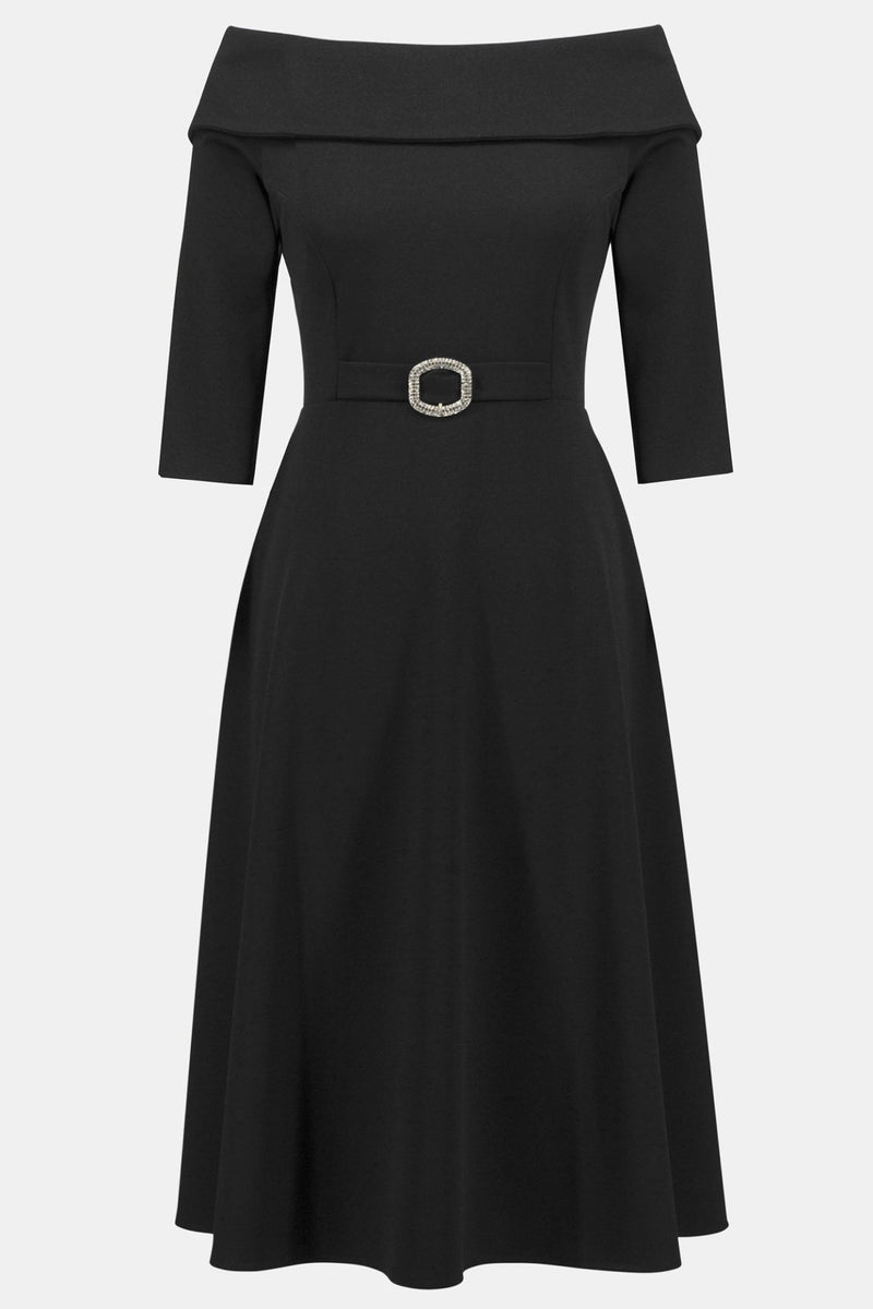 Joseph Ribkoff 243743 Black (11) Scuba Crepe Fit And Flare Dress  Dotique