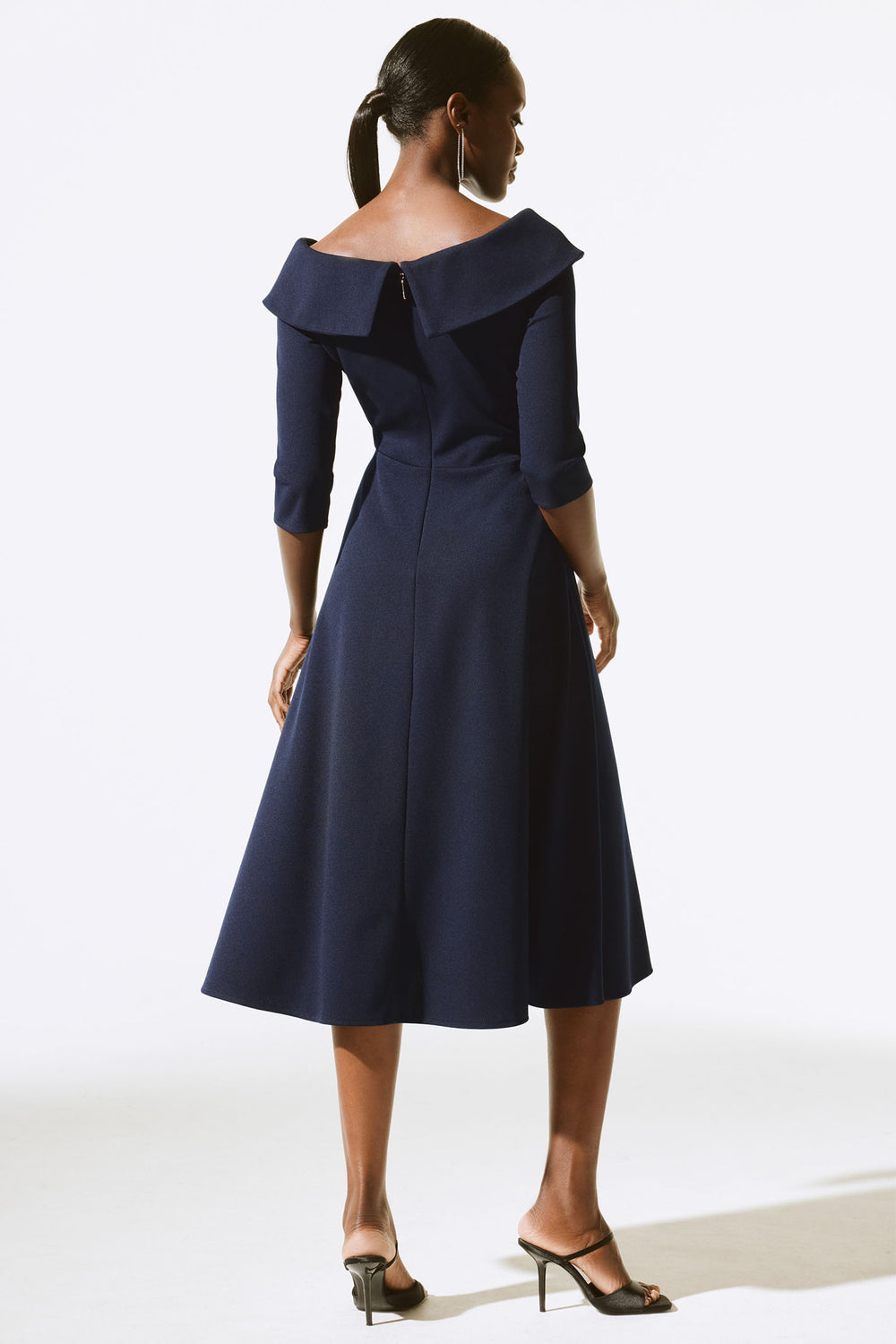 Joseph Ribkoff 243743 Midnight Blue (2166) Scuba Crepe Fit And Flare Dress - Dotique