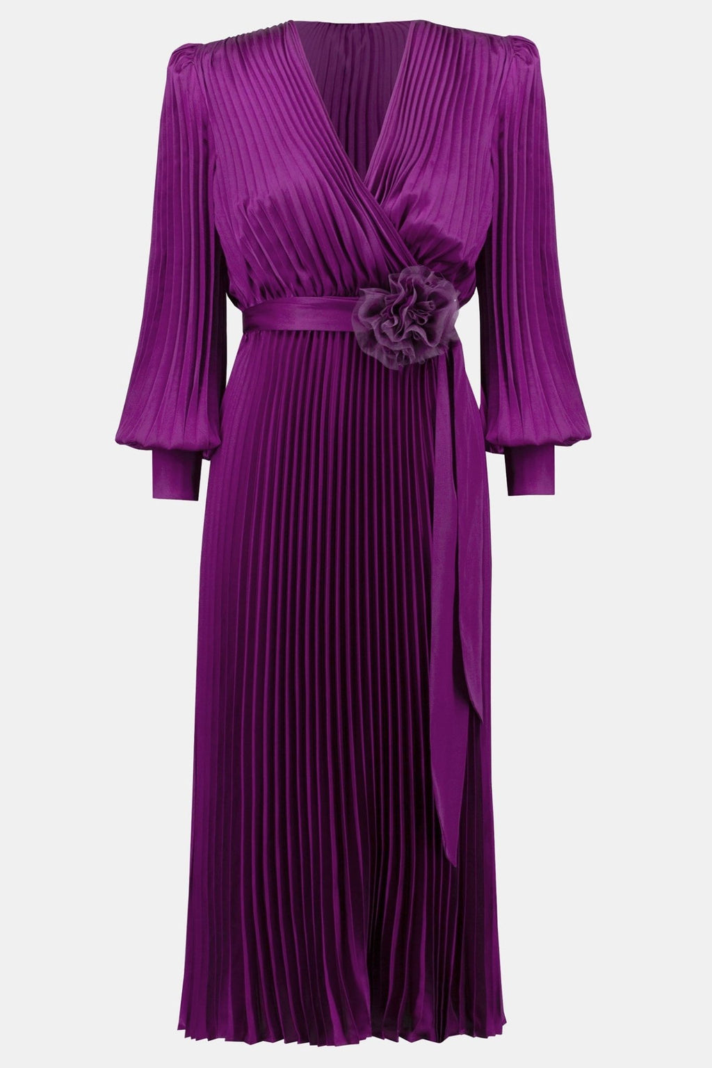 Joseph Ribkoff 243771X Empress (4271) Satin Pleated Midi Dress - Dotique