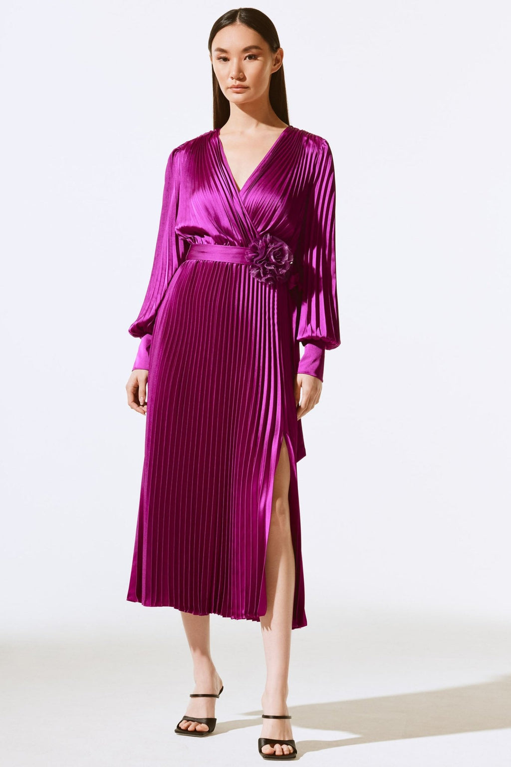 Joseph Ribkoff 243771X Empress (4271) Satin Pleated Midi Dress - Dotique