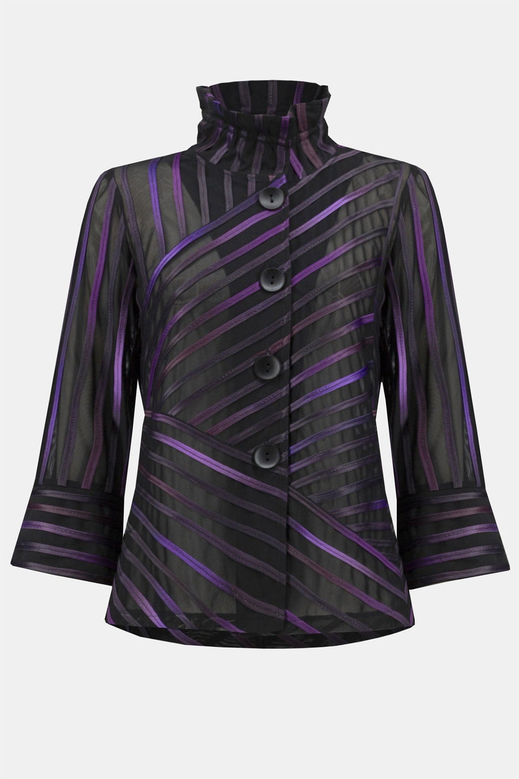Joseph Ribkoff 243777 Black Multi Abstract Print Soutache Jacket - Dotique