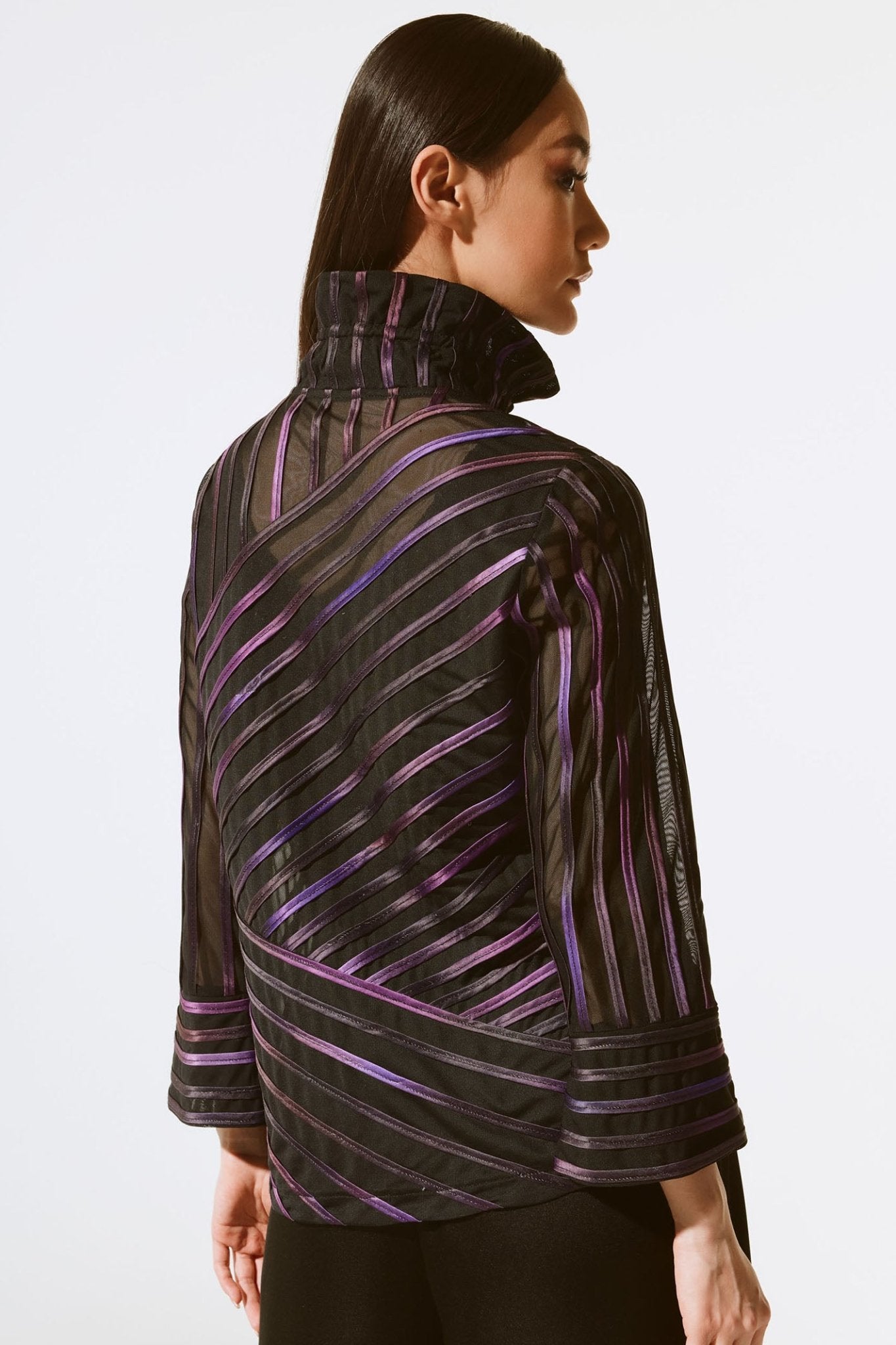 Joseph Ribkoff 243777 Black Multi Abstract Print Soutache Jacket - Dotique