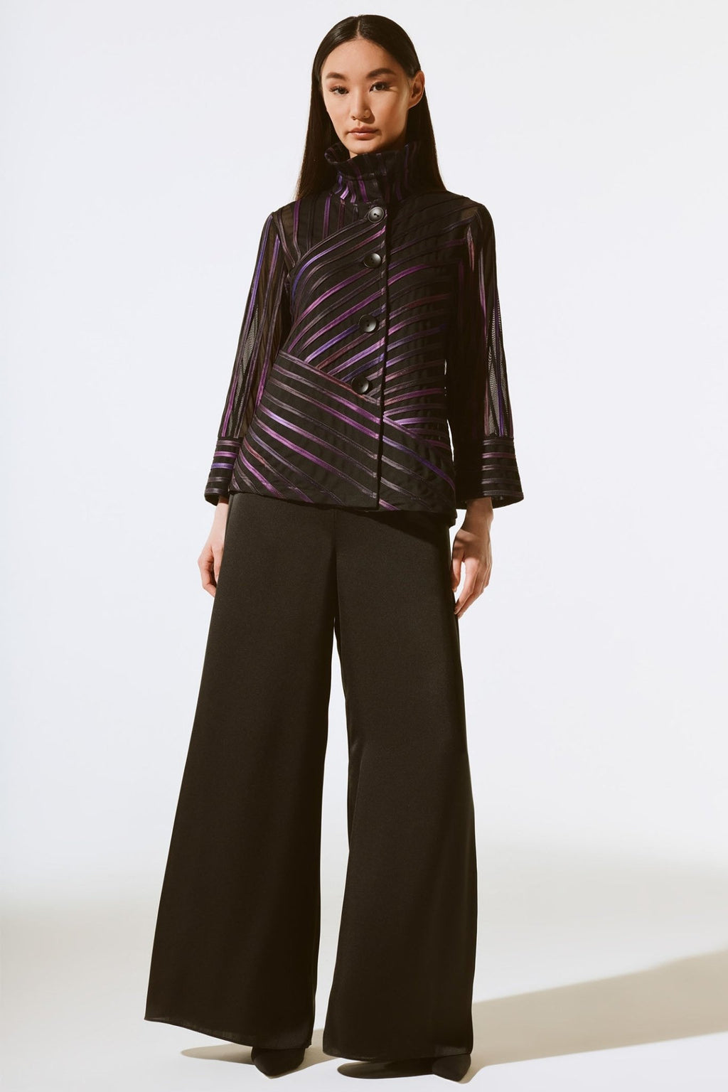 Joseph Ribkoff 243777 Black Multi Abstract Print Soutache Jacket - Dotique