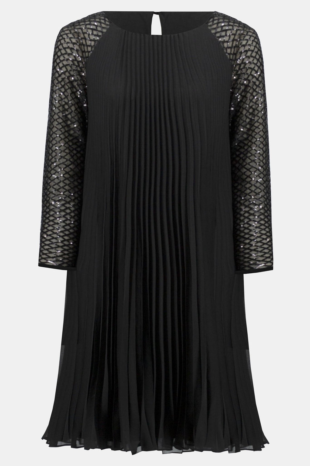 Joseph Ribkoff 243778 Black (11) Pleated Chiffon Dress With Sequins - Dotique - Joseph Ribkoff