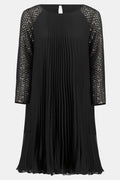 Joseph Ribkoff 243778 Black (11) Pleated Chiffon Dress With Sequins - Dotique - Joseph Ribkoff