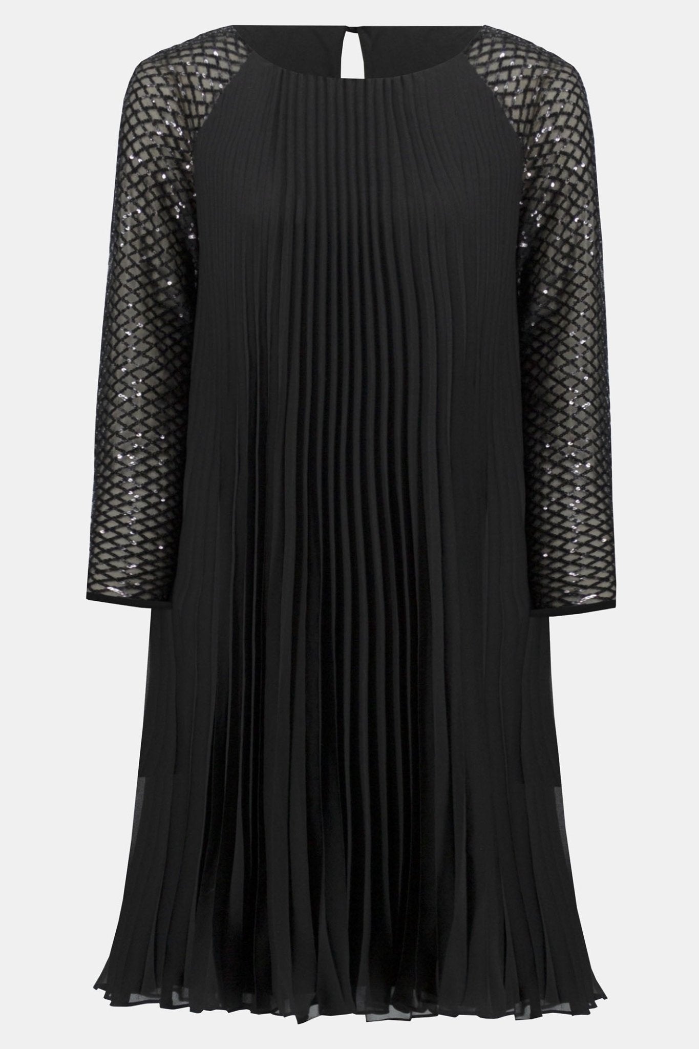 Joseph Ribkoff 243778 Black (11) Pleated Chiffon Dress With Sequins - Dotique - Joseph Ribkoff