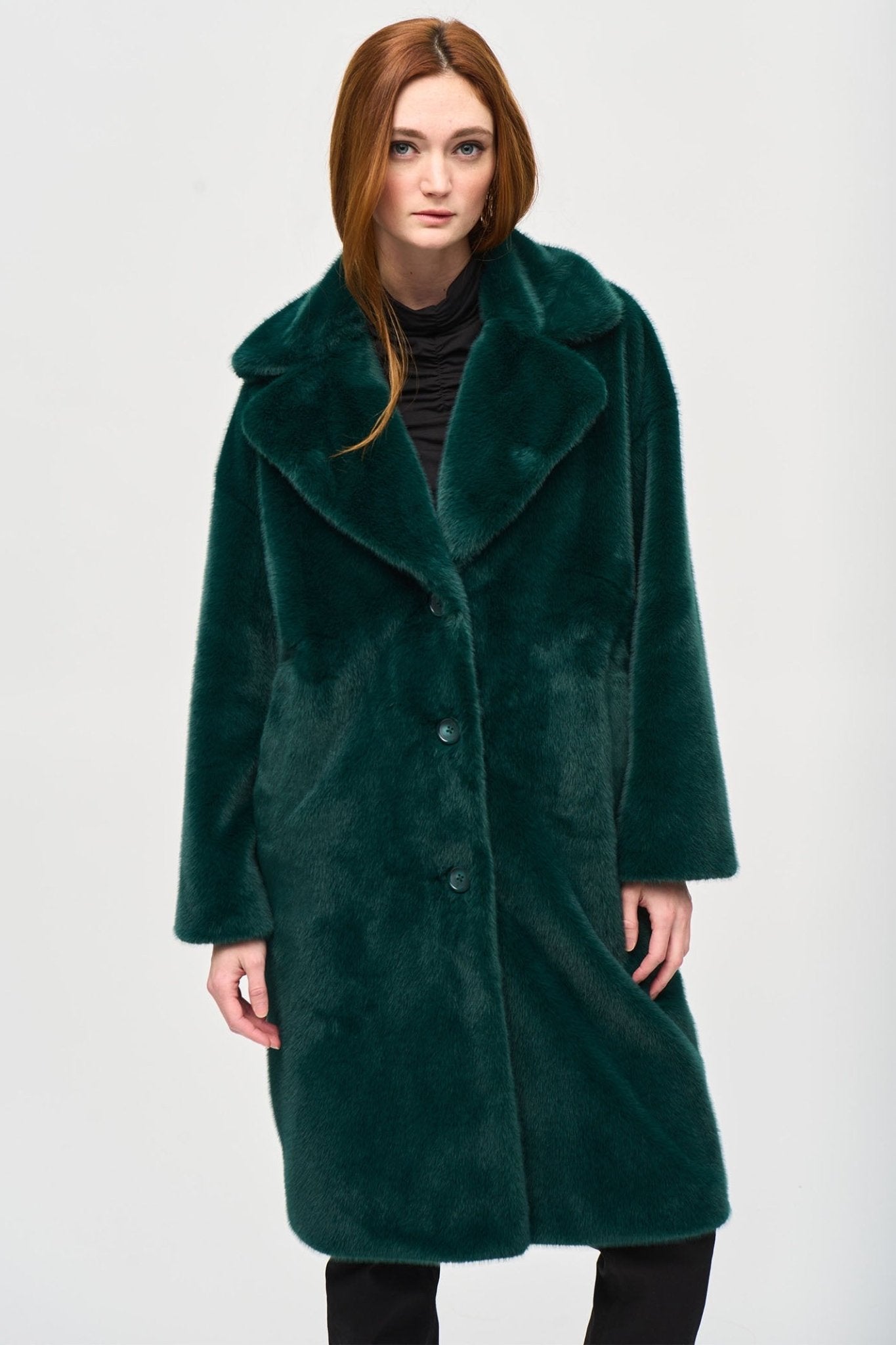 Joseph Ribkoff 243902 Absolute Green (4274) Faux Fur Straight Coat - Dotique - Joseph Ribkoff