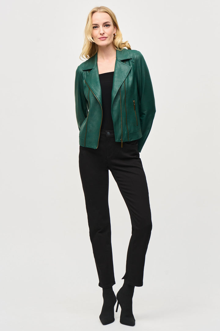 Joseph Ribkoff 243905 Absolute Green Faux Leather Jacket - Dotique