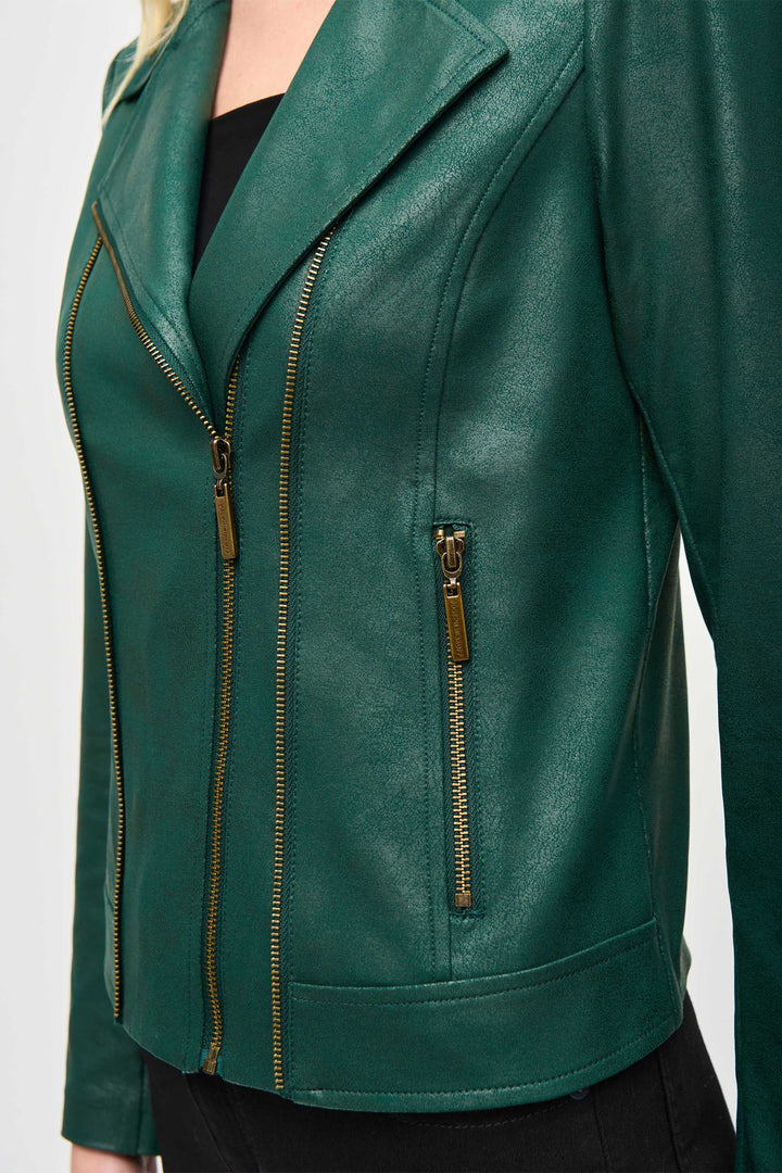 Joseph Ribkoff 243905 Absolute Green Faux Leather Jacket - Dotique