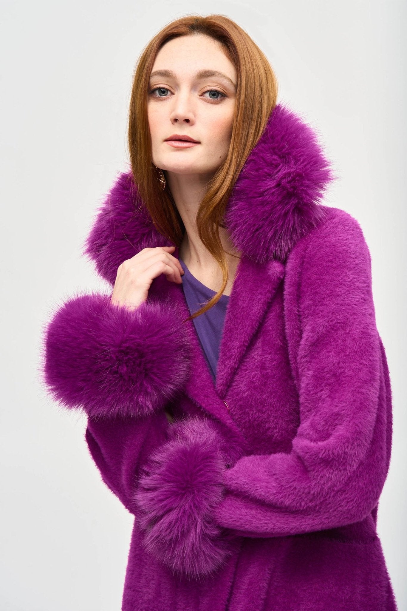 Joseph Ribkoff 243923 Empress Faux Fur Sweater Coat - Dotique