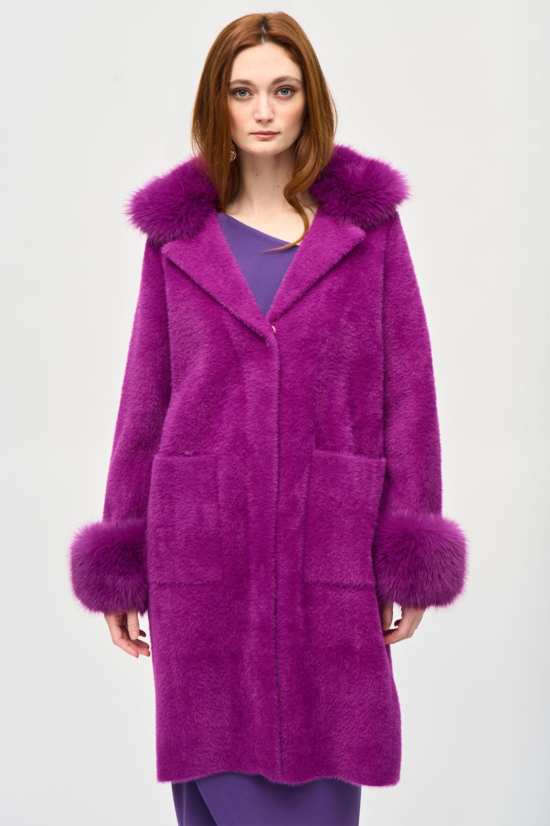 Joseph Ribkoff 243923 Empress Faux Fur Sweater Coat - Dotique