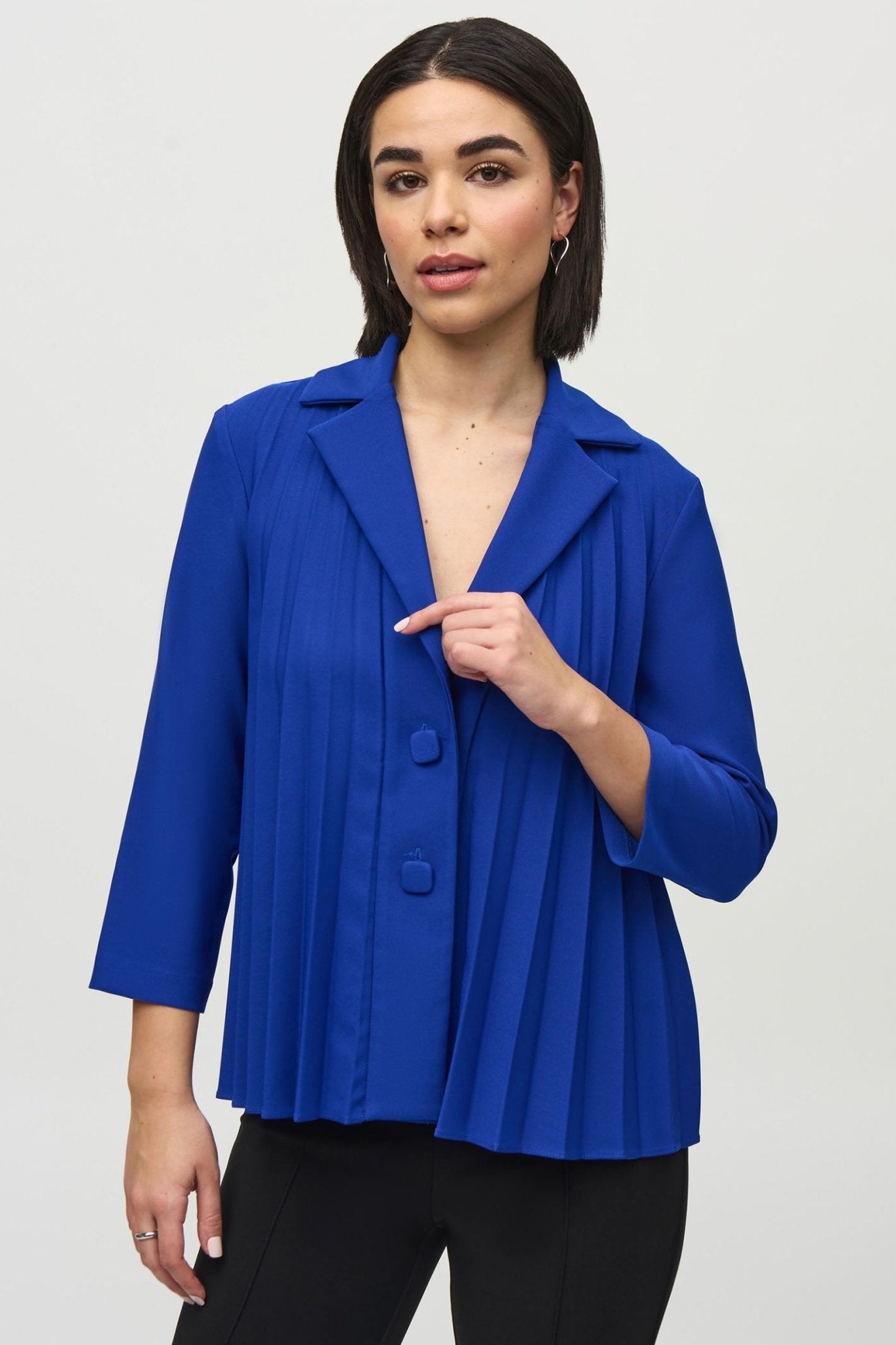 Joseph Ribkoff 244011 Royal Sapphire (2922) Lux Twill Pleated Trapeze Jacket - Dotique - Joseph Ribkoff