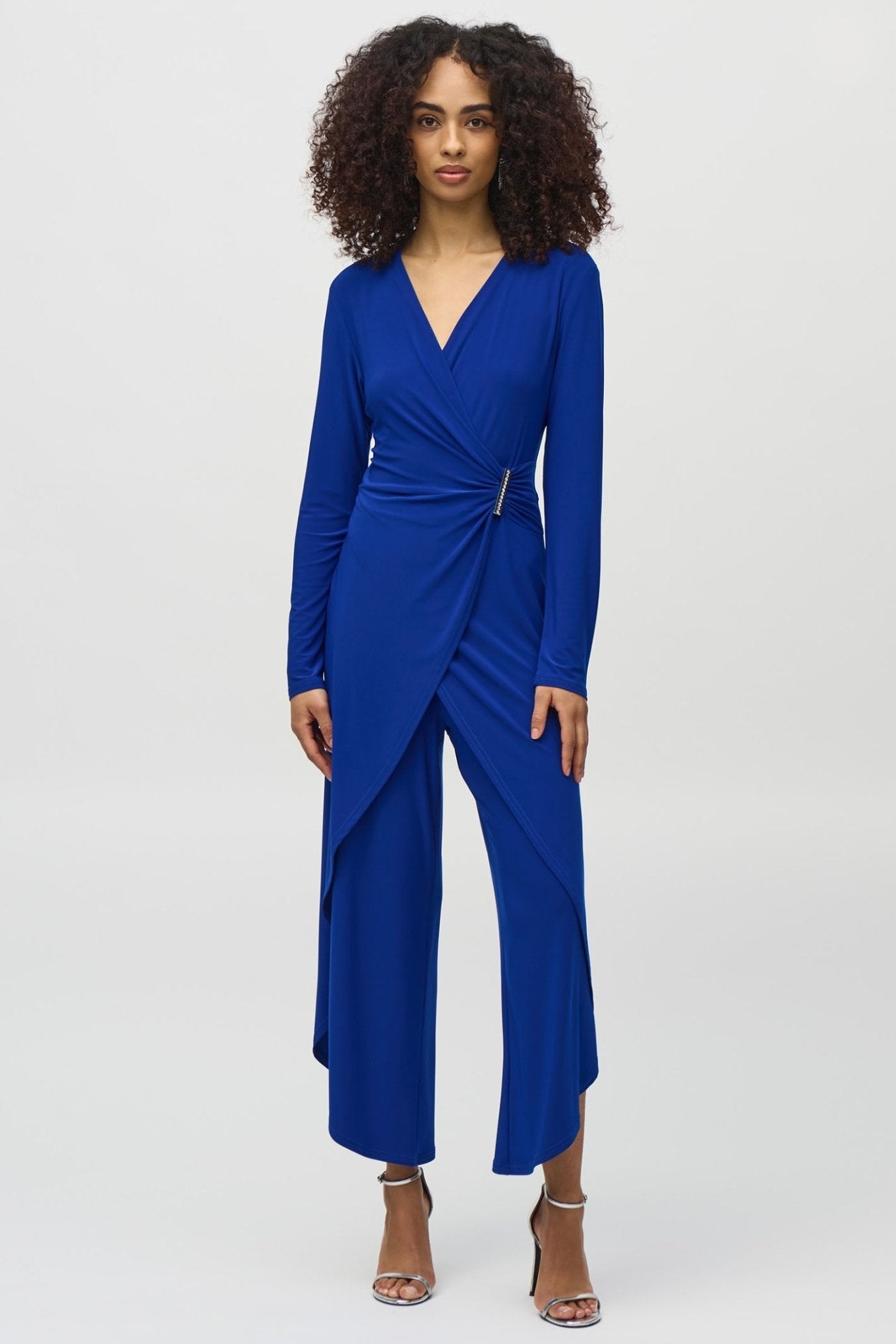 Joseph Ribkoff 244155 Royal Sapphire Blue (2922)Silky Knit Wrap Culotte Jumpsuit - Dotique - Joseph Ribkoff