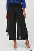 Joseph Ribkoff 244208 Black (11) Chiffon and Silky Knit Wide Leg Pants - Dotique - Joseph Ribkoff
