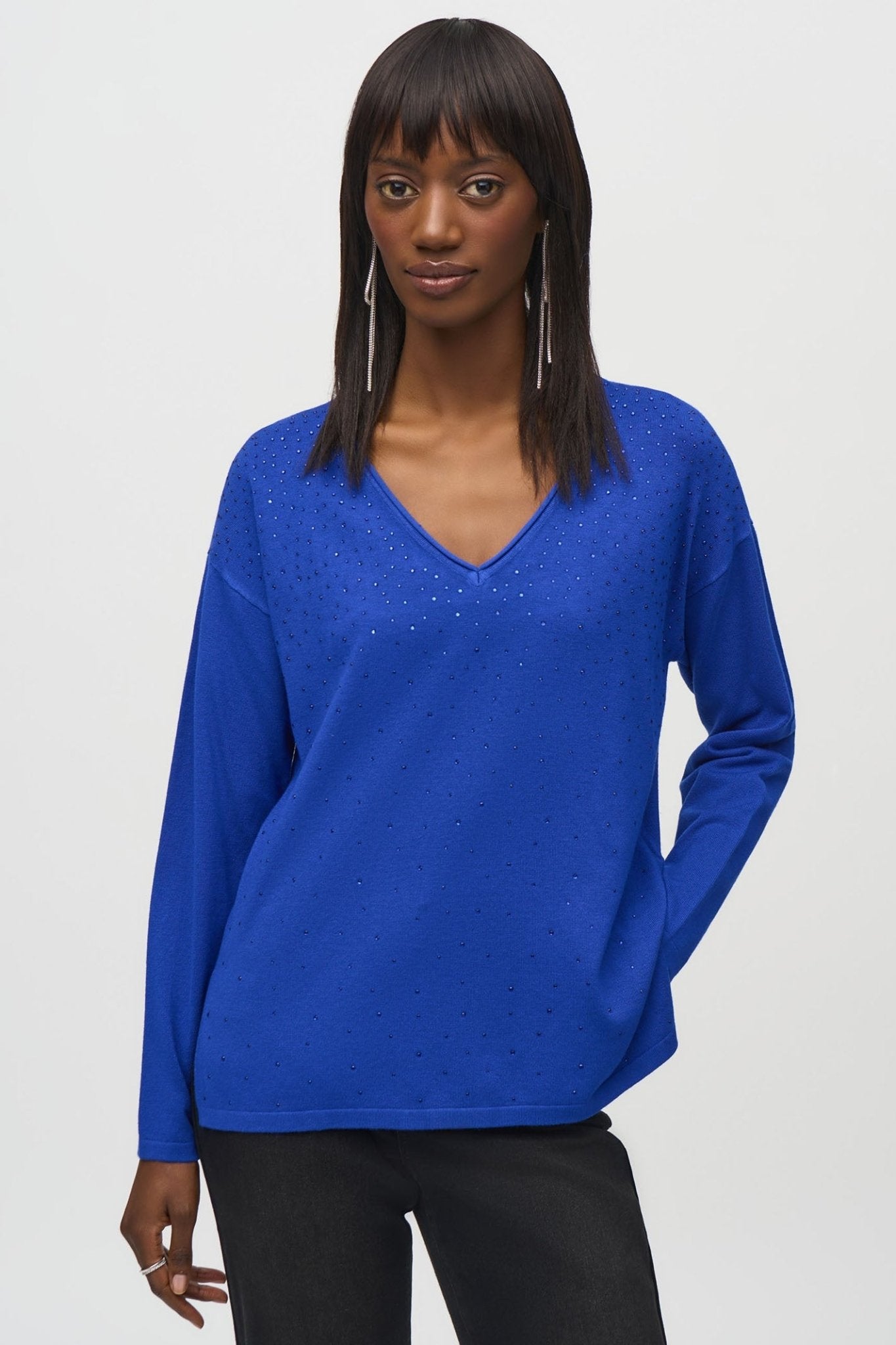 Joseph Ribkoff 244923 Royal Sapphire Blue (2922) Sweater Knit V - Neck Jumper - Dotique - Joseph Ribkoff