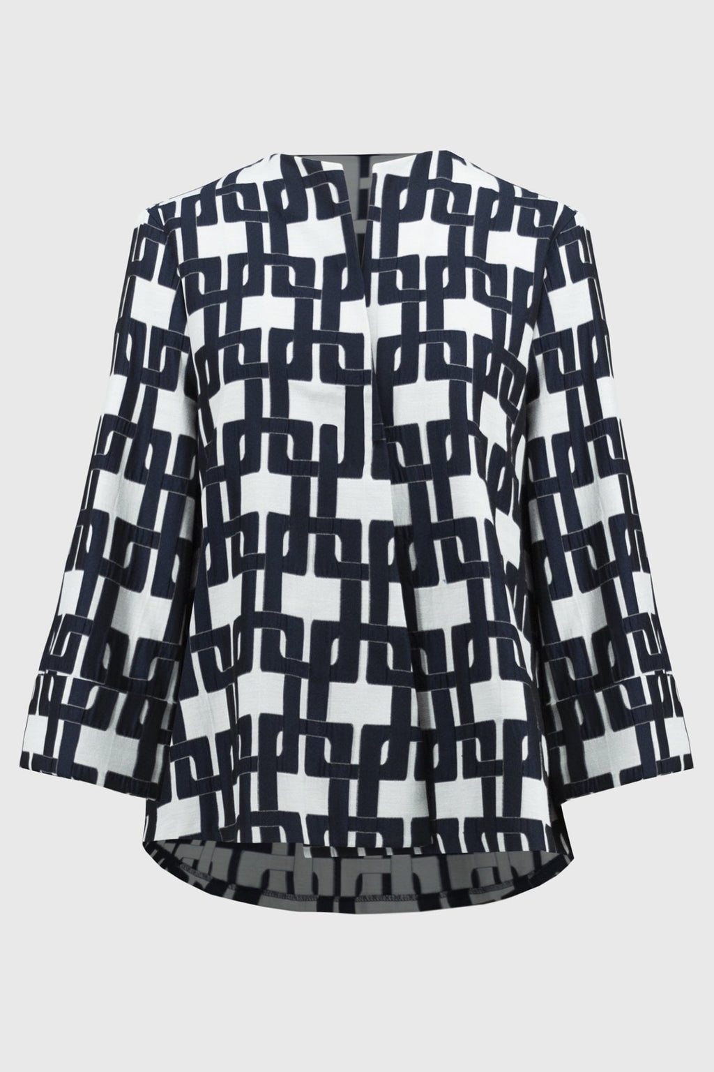 Joseph Ribkoff 251000 Off White & Navy Geometric Print Jacket - Dotique