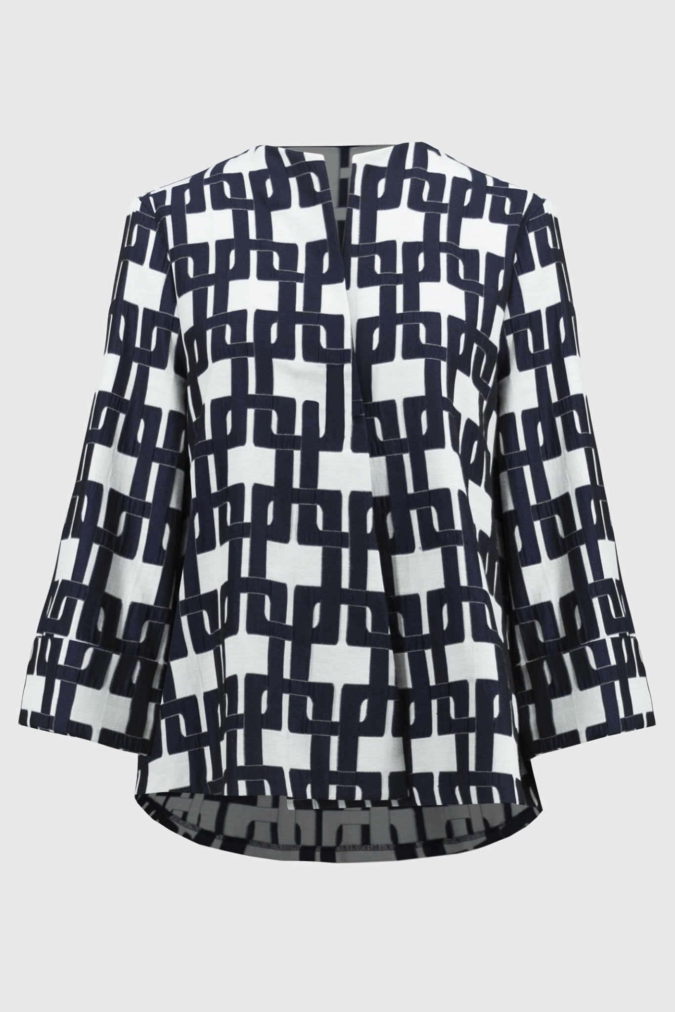 Joseph Ribkoff 251000 Off White & Navy Geometric Print Jacket - Dotique