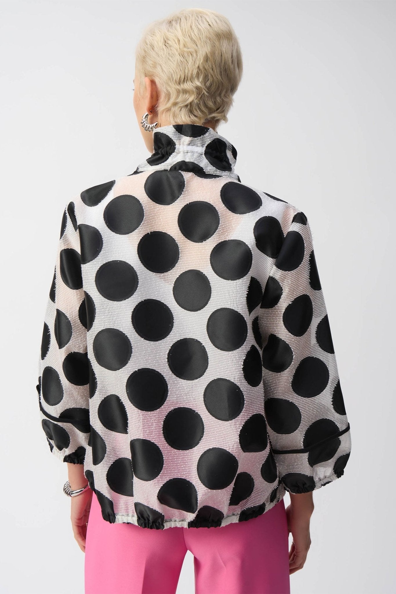 Joseph Ribkoff 251123 White Black Jacquard Dot Boxy Jacket - Dotique