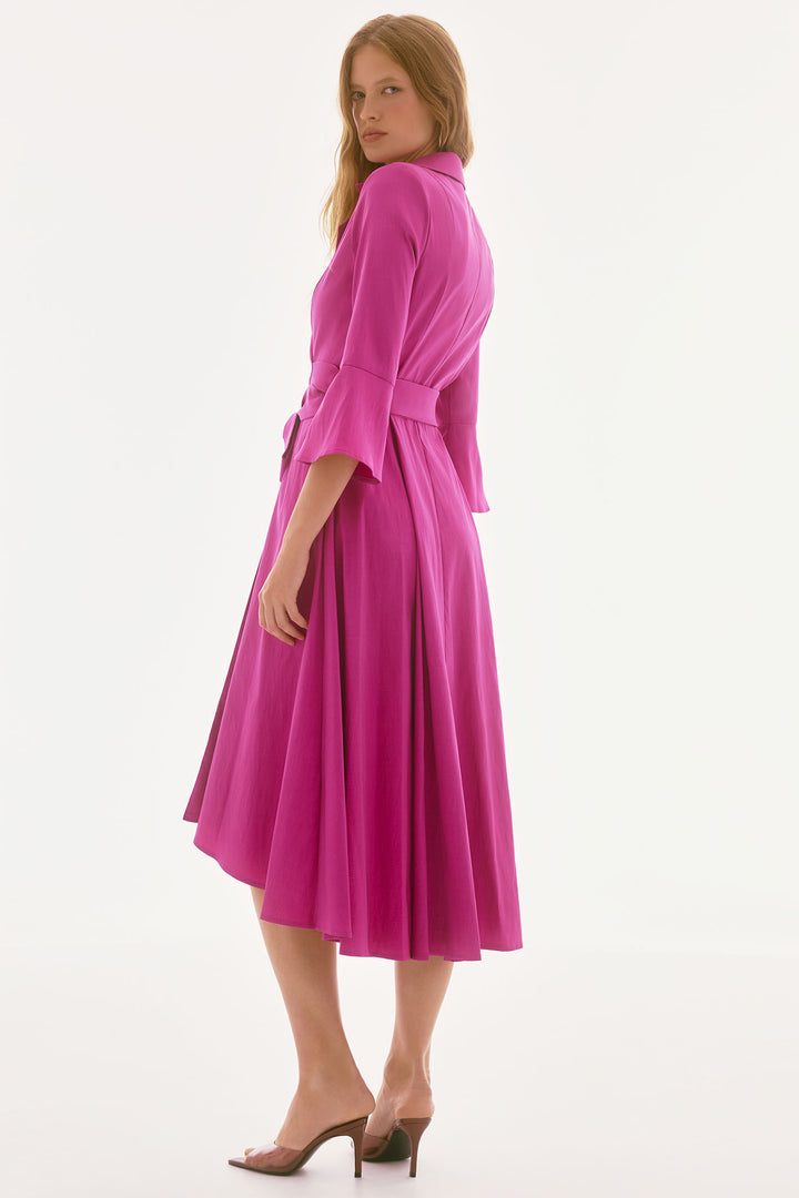 Joseph Ribkoff 251727 Stretch Taffeta Wrap Dress Magenta Pink - Dotique