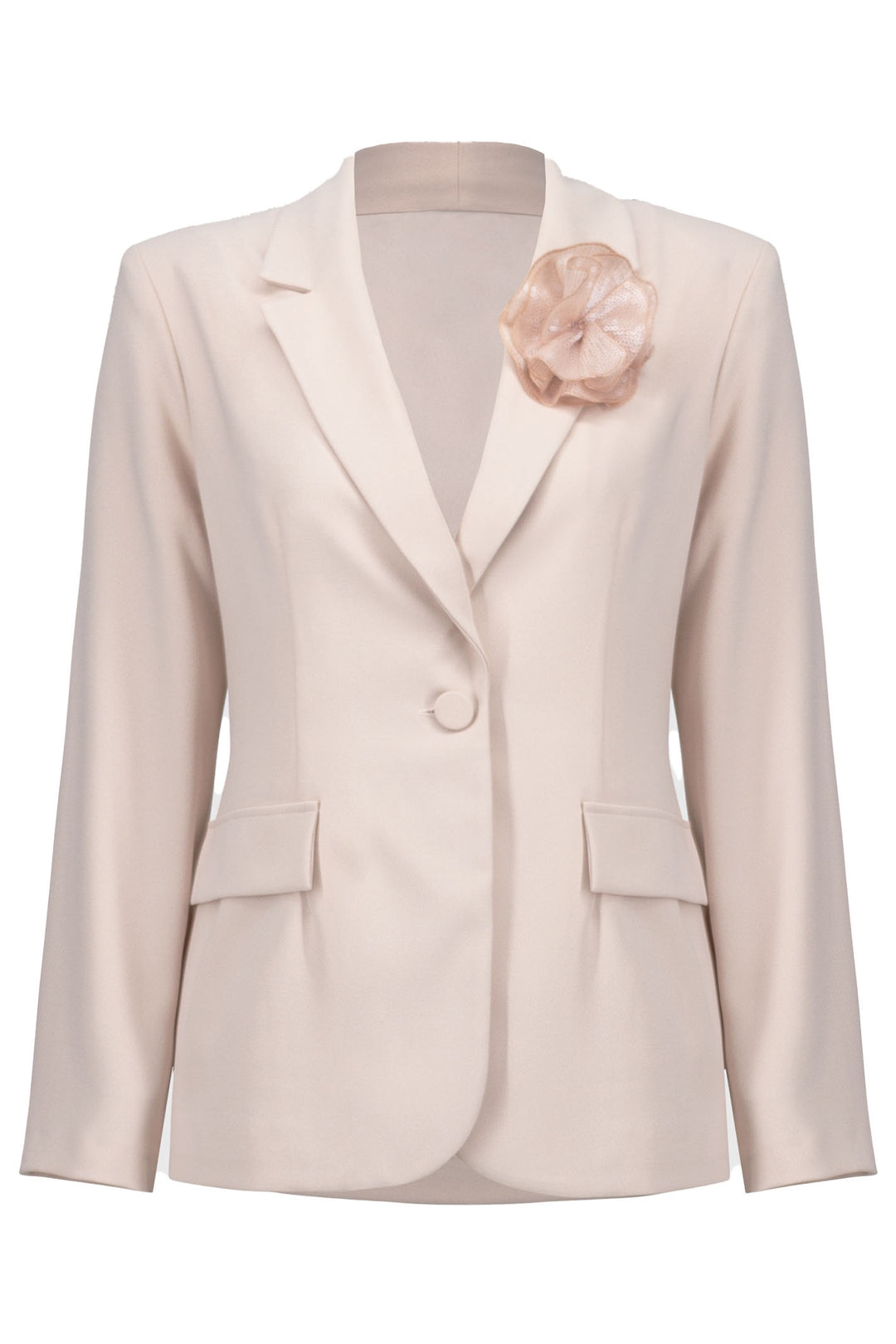 Joseph Ribkoff 251735 Pink Quartz Jacket with Lace Flower - Dotique