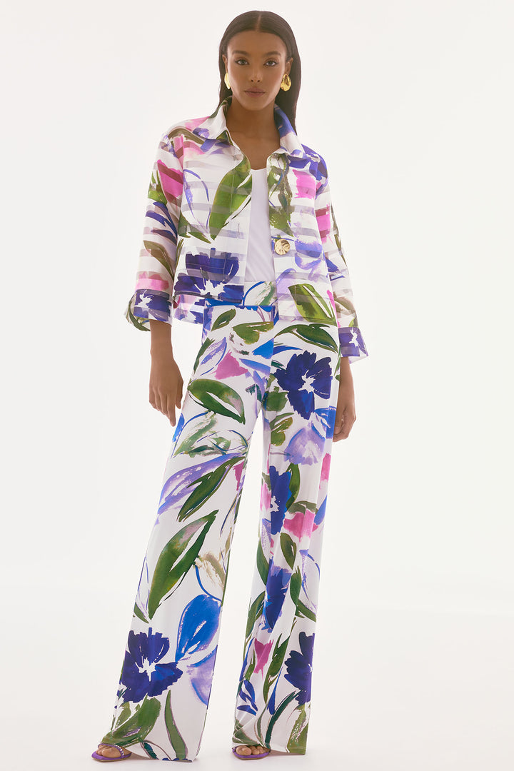 Joseph Ribkoff 251776 Multi Colour Flower Print Trapeze Jacket - Dotique