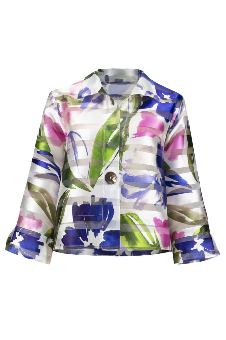 Joseph Ribkoff 251776 Multi Colour Flower Print Trapeze Jacket - Dotique