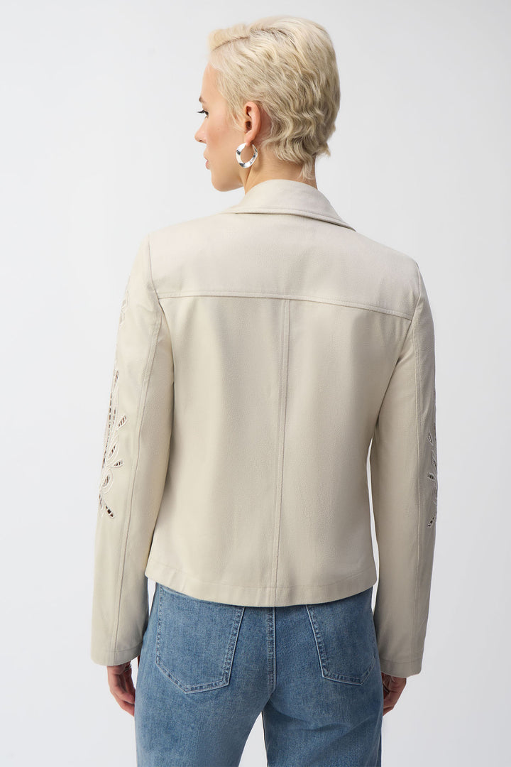 Joseph Ribkoff 251936 Faux Suede Cut-Out Jacket Moonstone - Dotique