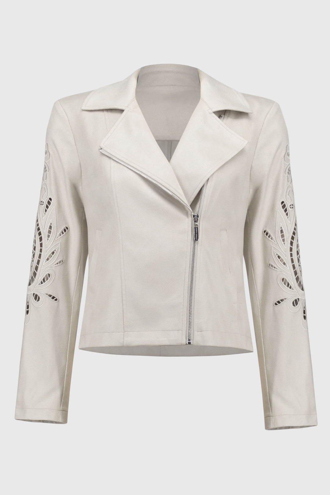 Joseph Ribkoff 251936 Faux Suede Cut-Out Jacket Moonstone - Dotique