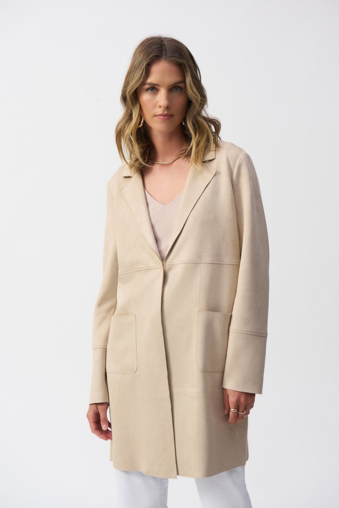 Joseph Ribkoff 251941 Beige Scuba Suede Straight Jacket – Dotique