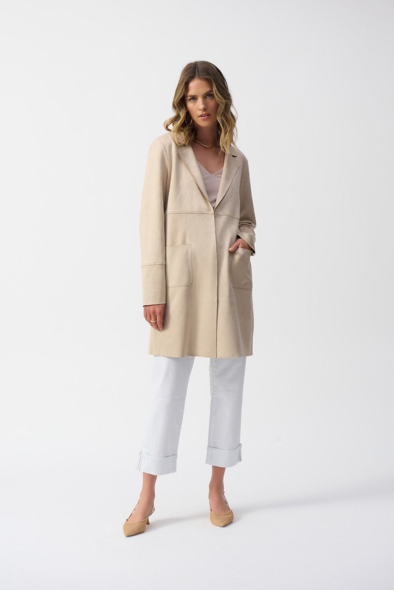 Joseph Ribkoff 251941 Beige Scuba Suede Straight Jacket – Dotique