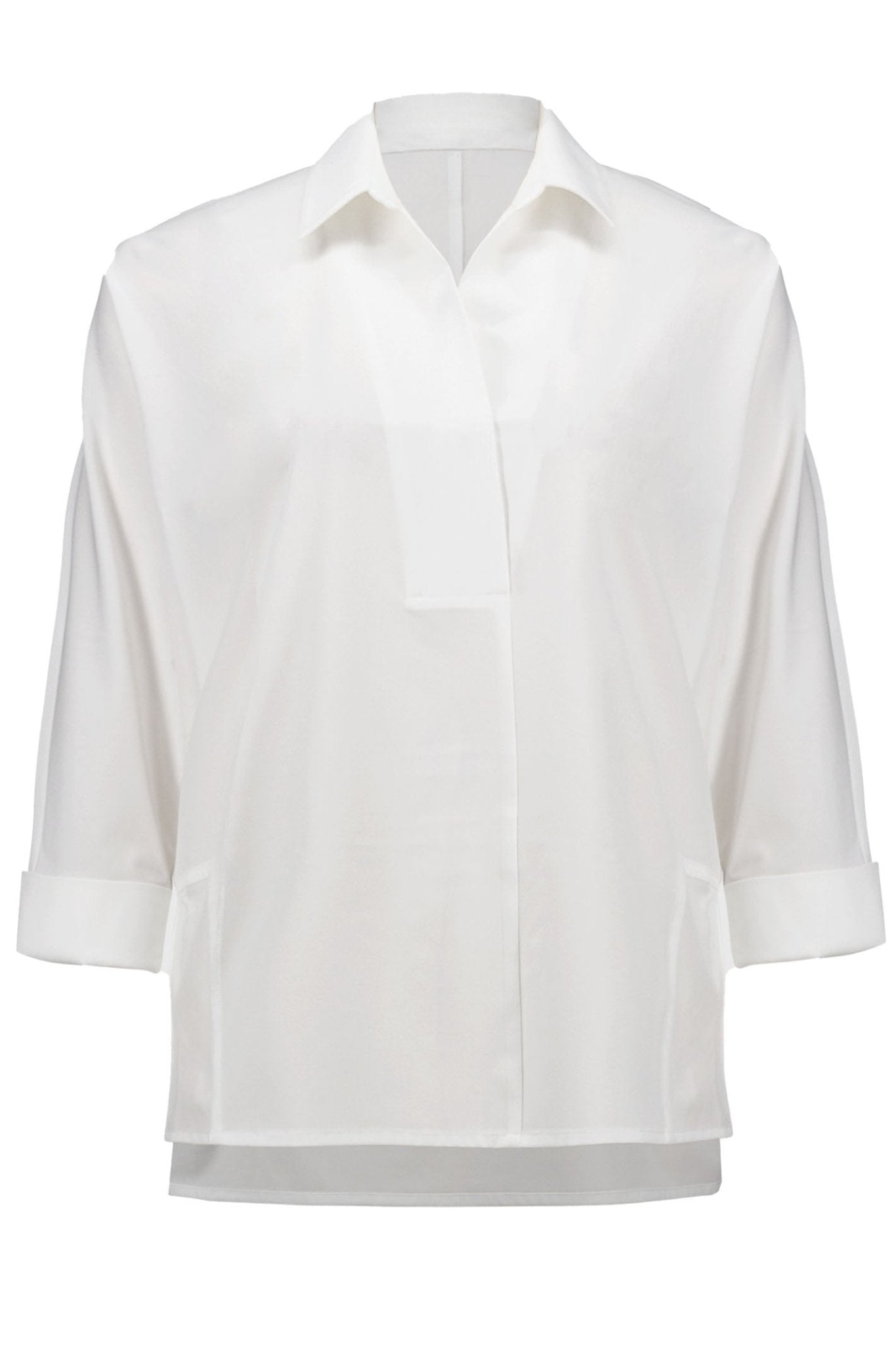 Joseph Ribkoff  251948-1761 Vanilla Poplin Boxy Shirt with Overlapping V-Neck - Dotique