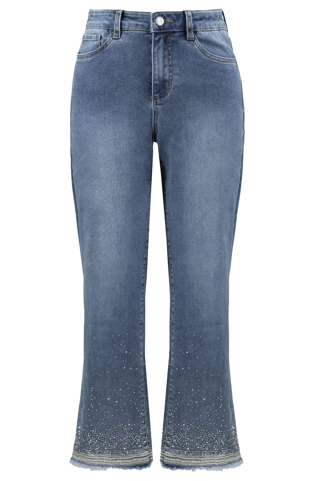Joseph Ribkoff 251956 Vintage Blue Crystal Embroidered Jeans - Dotique